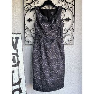 Adrianna Papell Floral Lace Illusion Sheath Dress - Size 8 - Purple/ Black